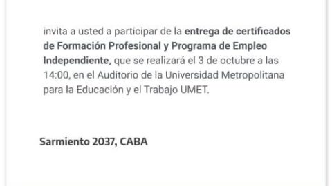ACTO DE ENTREGA DE CERTIFICADOS DE LA AGENCIA TERRITORIAL CABA