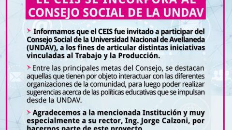 EL CEIS SE INCORPORA AL CONSEJO SOCIAL DE LA UNDAV